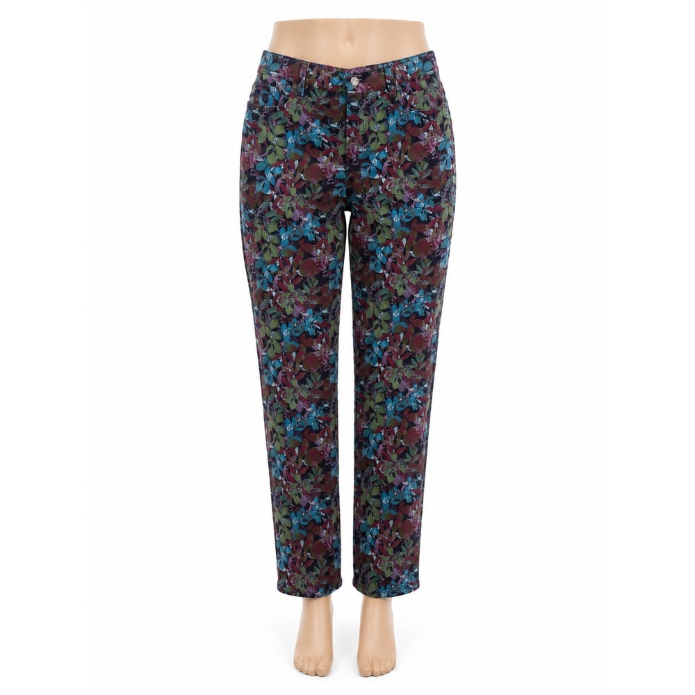 Gloria Vanderbilt Amanda High Rise Tapered Jeans Floral Leaf Print Size 10